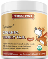Wonder Paws Organic Turkey Tail powder in a bowl for easy feeding and immune support.