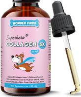 Wonder Paws premium collagen bottle pour for easy daily dosing and joint support