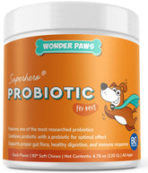 Wonder Paws Probiotics dog chews bottle, gentle daily gut balance for happy pets