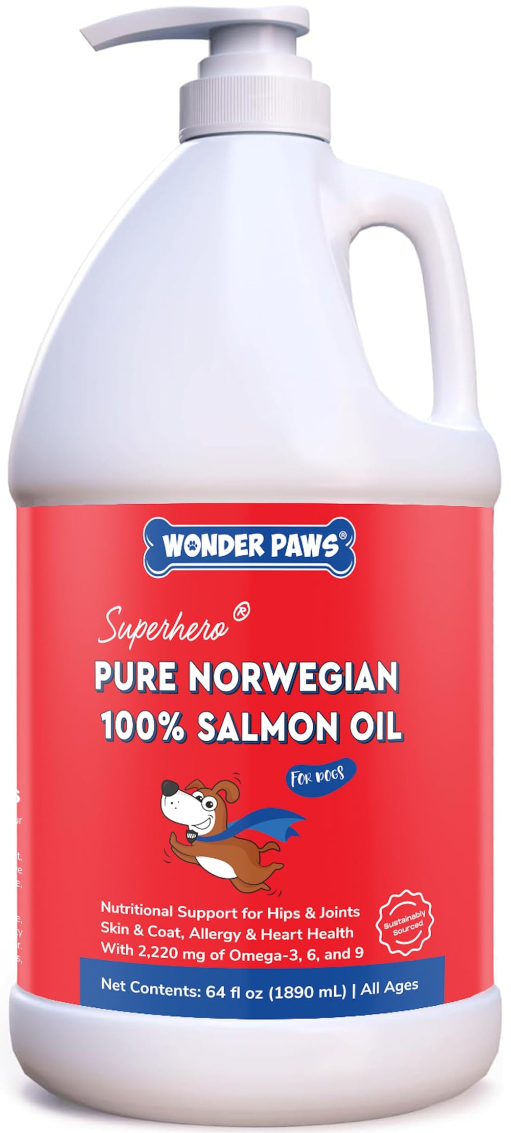 Wonder Paws salmon oil for dogs being poured onto food for a tasty daily boost.