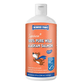 Wonder Paws wild salmon oil bottle for dogs supports shiny coats and healthy skin.