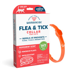 Wondercide Cat Collar with peppermint scent repels fleas and ticks for cats.