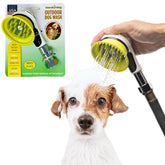 Wondurdog splash shield image showing splash-free outdoor bathing in action.