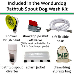 Wondurdog splash shield keeps bath water contained.