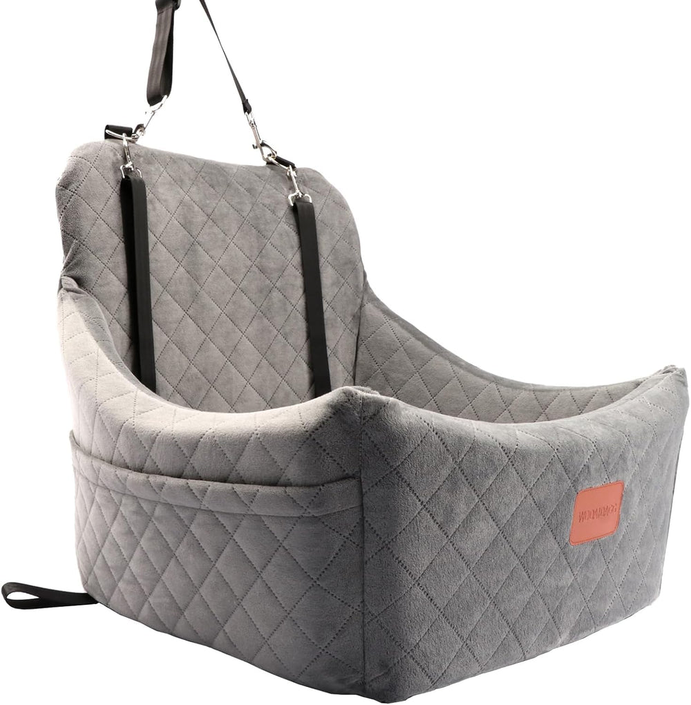 Wooaidagg dog car seat gray front view for secure travel