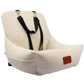 Wooaidagg dog car seat in beige with ultra-soft plush fabric for cozy rides