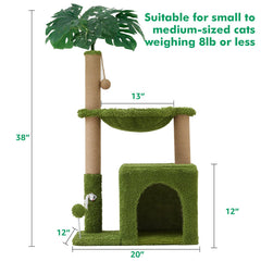Woochpet cat tree scratching post provides durable sisal for claw care and furniture protection.