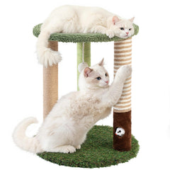 Woochpet cat tree tower with three scratcher posts for indoor cats, ideal for claw exercise.