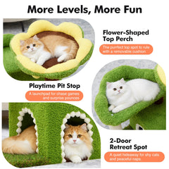 Woochpet Flower Cat Tree top perch offers curious viewing perches.