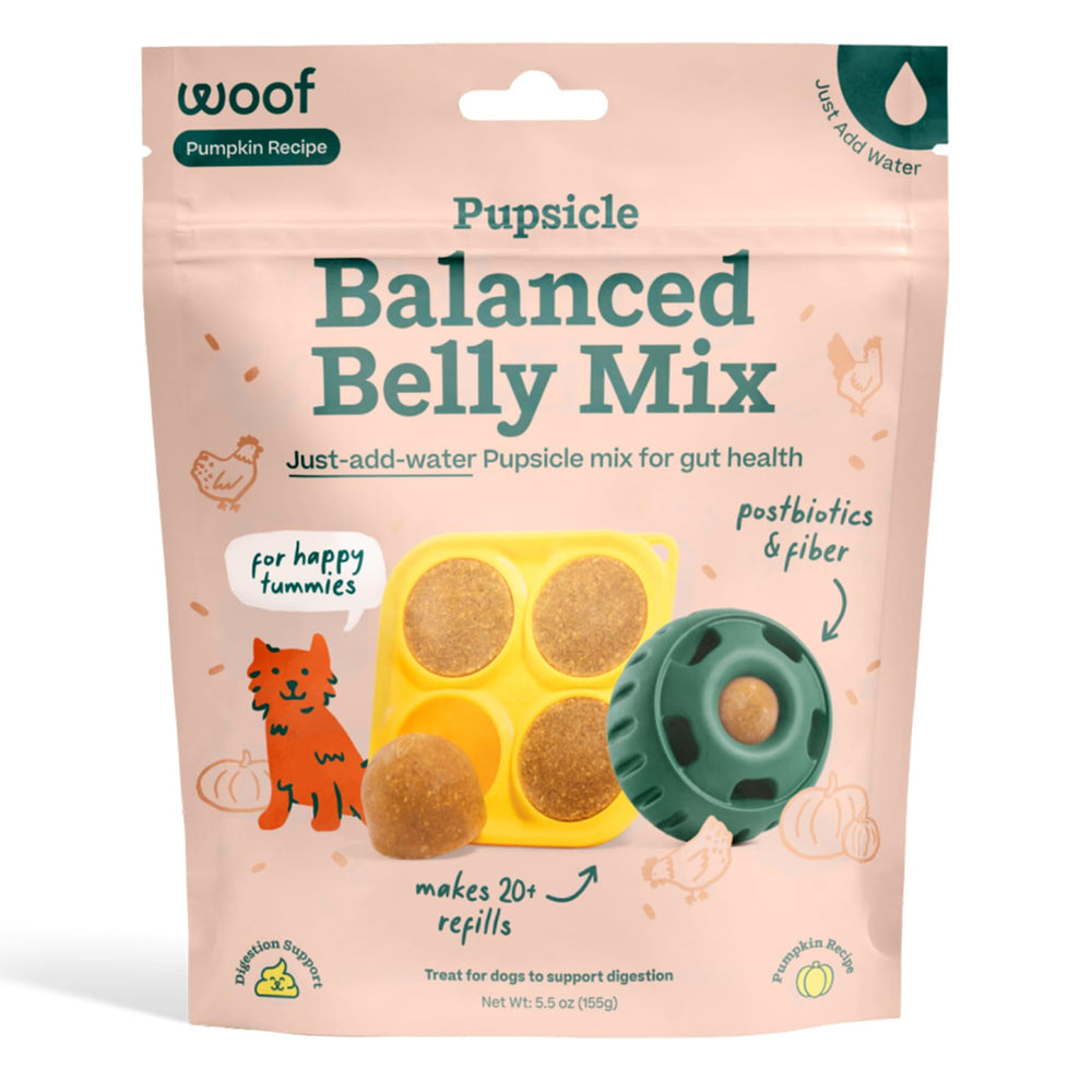 WOOF Pupsicle Mix pour into tray for simple, tasty frozen treats.