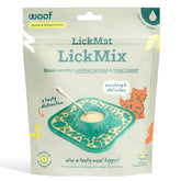 WOOF LickMixes bacon cheese spread on a lick mat for calmer mealtime