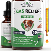 Woof 'n' Purr natural gas relief bottle supports easier digestion.