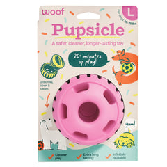 WOOF Party Pupsicle durable puzzle toy ready for extended chew sessions.