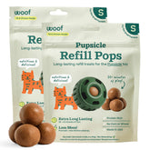 WOOF Pupsicle Refill Pops pack shot highlighting long-lasting treats.
