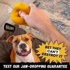 WoofBite heavy-duty chew ball designed for power chewers and extended toy life.