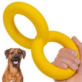 WoofBite Tug Rings in yellow, a durable toy for aggressive chewers.