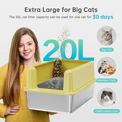 WoofiGo litter box prevents leaks with curved high wall and privacy-friendly height.