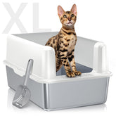 WoofiGo XL stainless steel litter box with lid for large cats and multi-cat homes