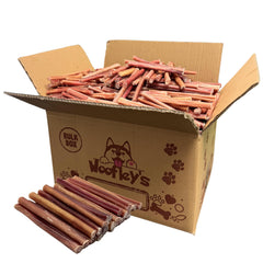 Woofley's 6inch bully stick chew keeps small dogs engaged during playtime.
