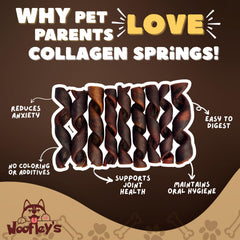 Dog chewing Woofley's Collagen Springs during playtime for engaging activity.
