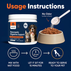 Woofy Pancreatin digestive support measuring scoop for precise dosing