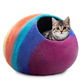 Woolygon Premium Felt Cat Cave Bed front view for indoor warmth