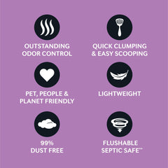 World's Best Cat Litter 99% dust-free formula reduces mess during cleaning