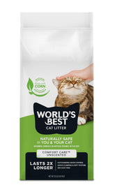 World's Best Cat Litter Comfort Care unscented 32lb bag showing low-dust formula
