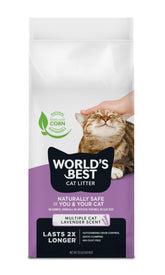 World's Best Cat Litter Multicat Lavender bag front showing long-lasting odor control