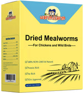 WormsFarm dried mealworms 11lb bag for chickens, crisp and protein-rich snack.