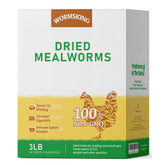 WORMSKING 3lb dried mealworms bag front: high-protein poultry treat.