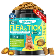 Woyamay 4-in-1 flea and tick chews jar for daily cat protection