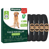 Woyamay four-pack black dog flea collars provide long-lasting pest protection.