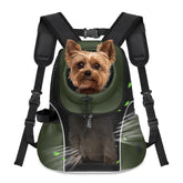 WOYYHO pet carrier backpack front view with breathable mesh for outdoor comfort.