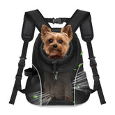 WOYYHO dog carrier backpack front view with breathable mesh and secure harness.
