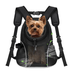 WOYYHO dog carrier backpack front view with breathable mesh and secure harness.