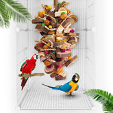 WQY GroceryShop extra large parrot toy with walnut blocks for macaws and cockatoos, durable play