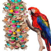 WQY GroceryShop parrot toy with multicolor wooden blocks for large parrots, chewing enrichment