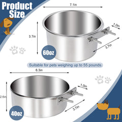 Wrifazaly bowls with mounting bracket prevent mess in kennels and crates