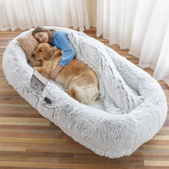 WROS Human Dog Bed cover in soft faux fur for cozy lounging with your pet