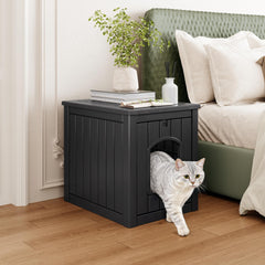 WTFGO wood-grain finish enclosure blends with interior decor stylishly.
