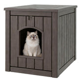 WTFGO litter box enclosure on patio provides weatherproof outdoor cat shelter