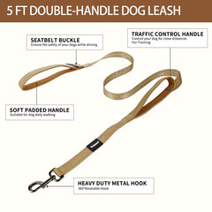 Wuhnesd 5 ft leash with car seatbelt clip for car travel