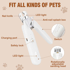 Wuioyz dog nail clippers with LED light for safe trimming.