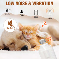 Wuioyz ultra-quiet pet nail grinder reduces stress during grooming.