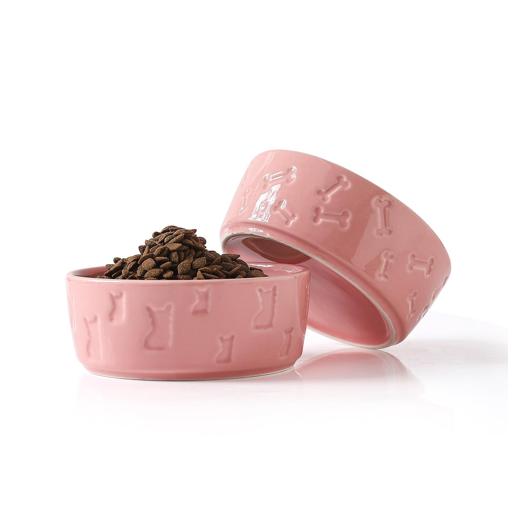 WUYIAZHI pink ceramic dog bowl bone shape for stylish meals