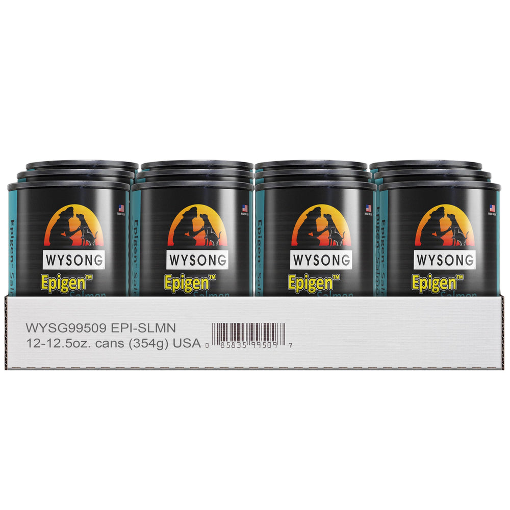 Wysong Epigen Salmon canned diet for dogs and cats—grain-free, protein-packed meal option.