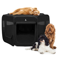 X-ZONE PET dog playpen folds for quick setup and travel.