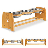 X-ZONE PET elevated bowls side view with stable bamboo stand for steady feeding