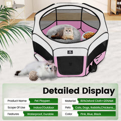 X-ZONE PET pink dog playpen water-bottle-pocket keeps hydration on the go.